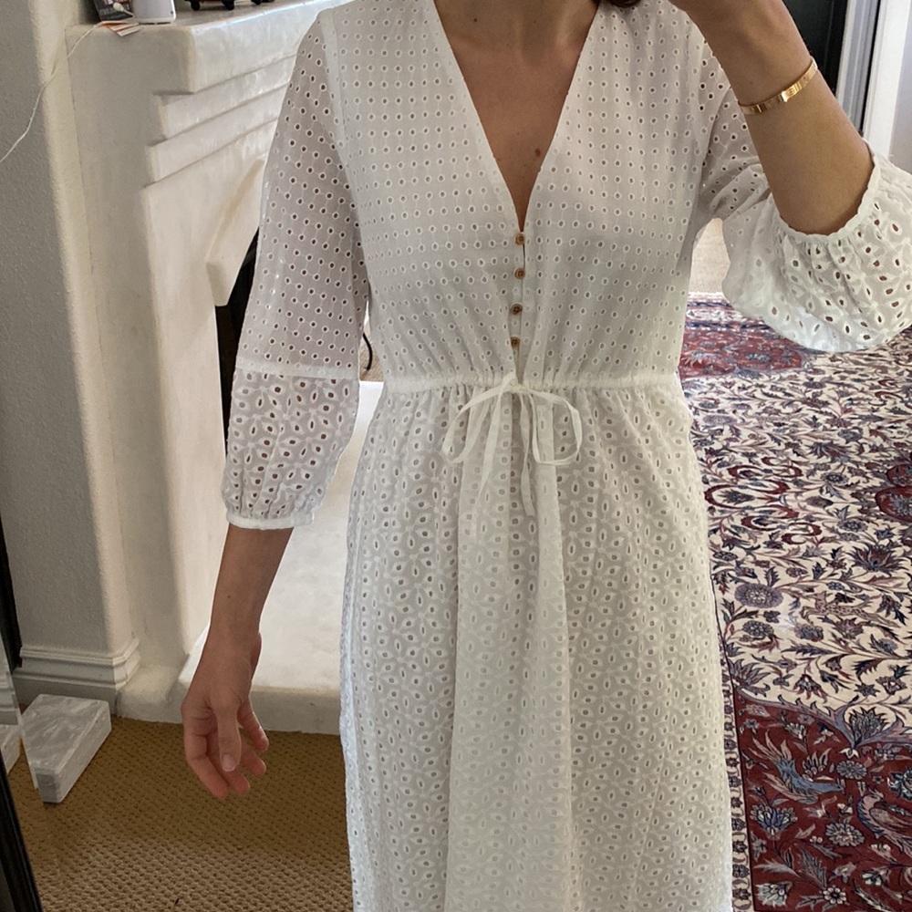 Zara white dress eyelet. NWT 100% cotton - Picture 2 of 6
